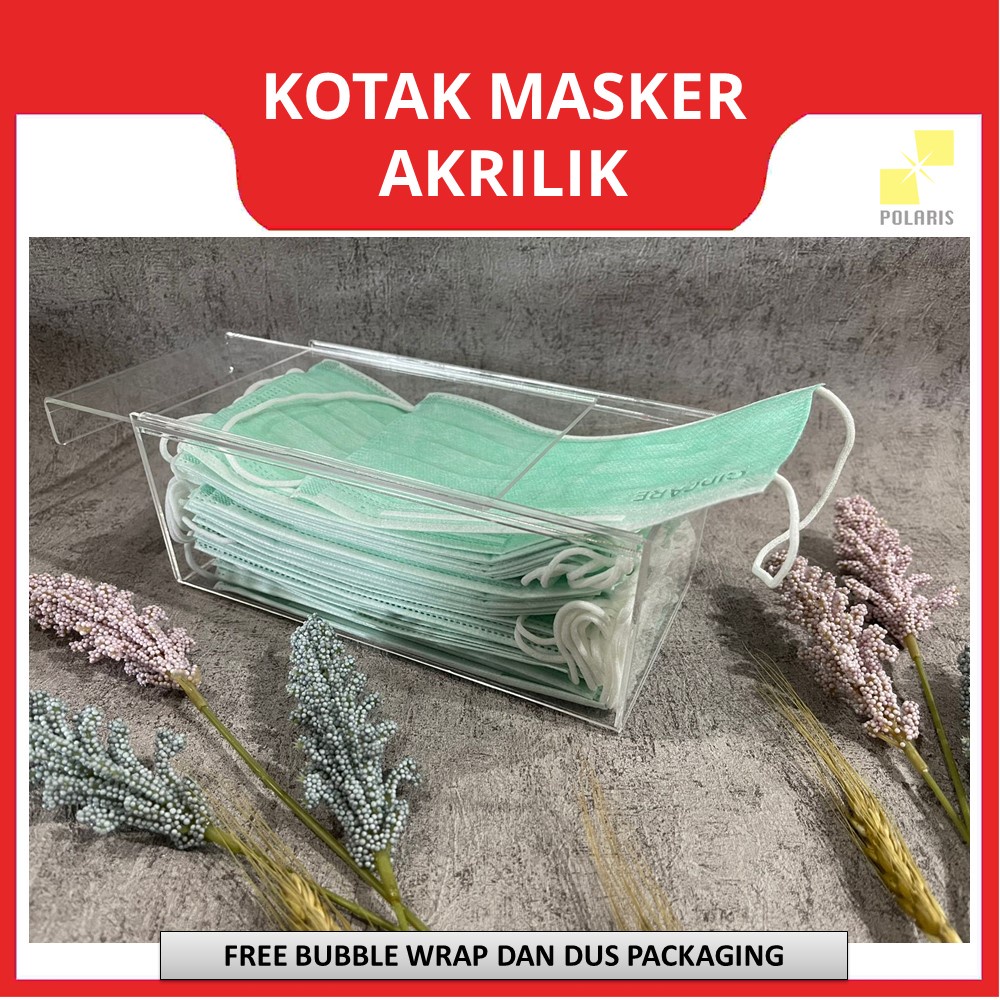 KOTAK MASKER AKRILIK KOTAK PENYIMPANAN MASKER ACRYLIC WADAH MASKER BOX MASKER TRANSPARAN BOX PENYIMPANAN MASKER