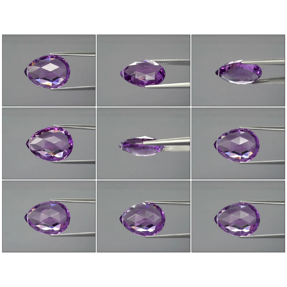 VVS Briolette Drilled Rose-Cut 10ct 17.5x13mm Natural Unheated Purple Amethyst Uruguay AT189