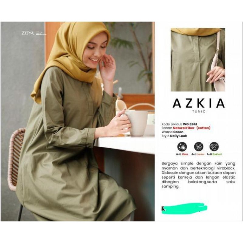 Zoya Azkia Midi Dress - Atasan Tunik motif Muslim Wanita Busui Friendly