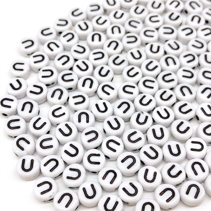 A,e,i,o,u,u Vowel 50pcs Manik-Manik Huruf 6mm Bahan Akrilik