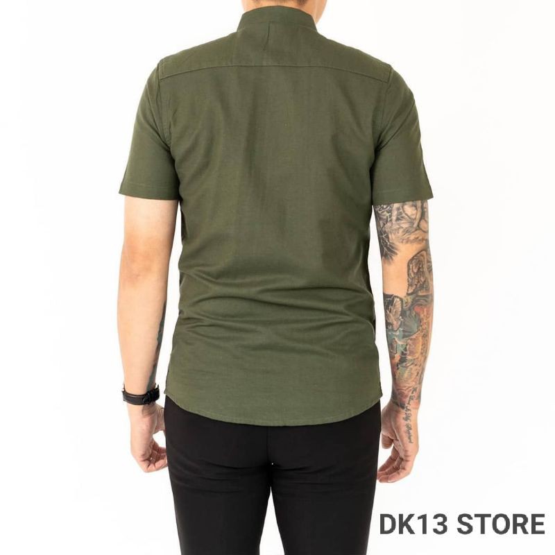 KEMEJA POLOS PRIA WARNA ARMY SIZE NOMAL M-L-XL-XXL-XXXL