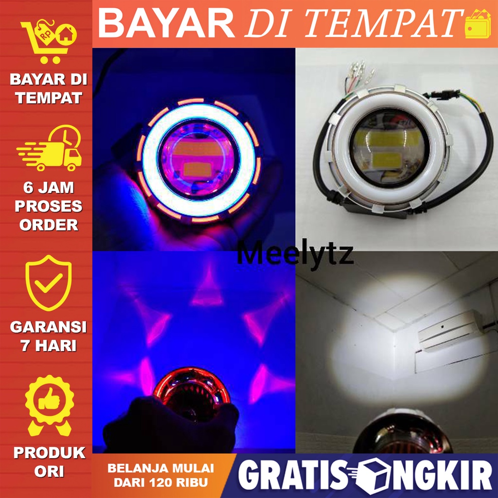 LAMPU LED PROJI GEN 2 VARIASI MOTOR SUPER TERANG / PROJI JAUH DEKAT HIGH LOW MERAH BIRU MERAH