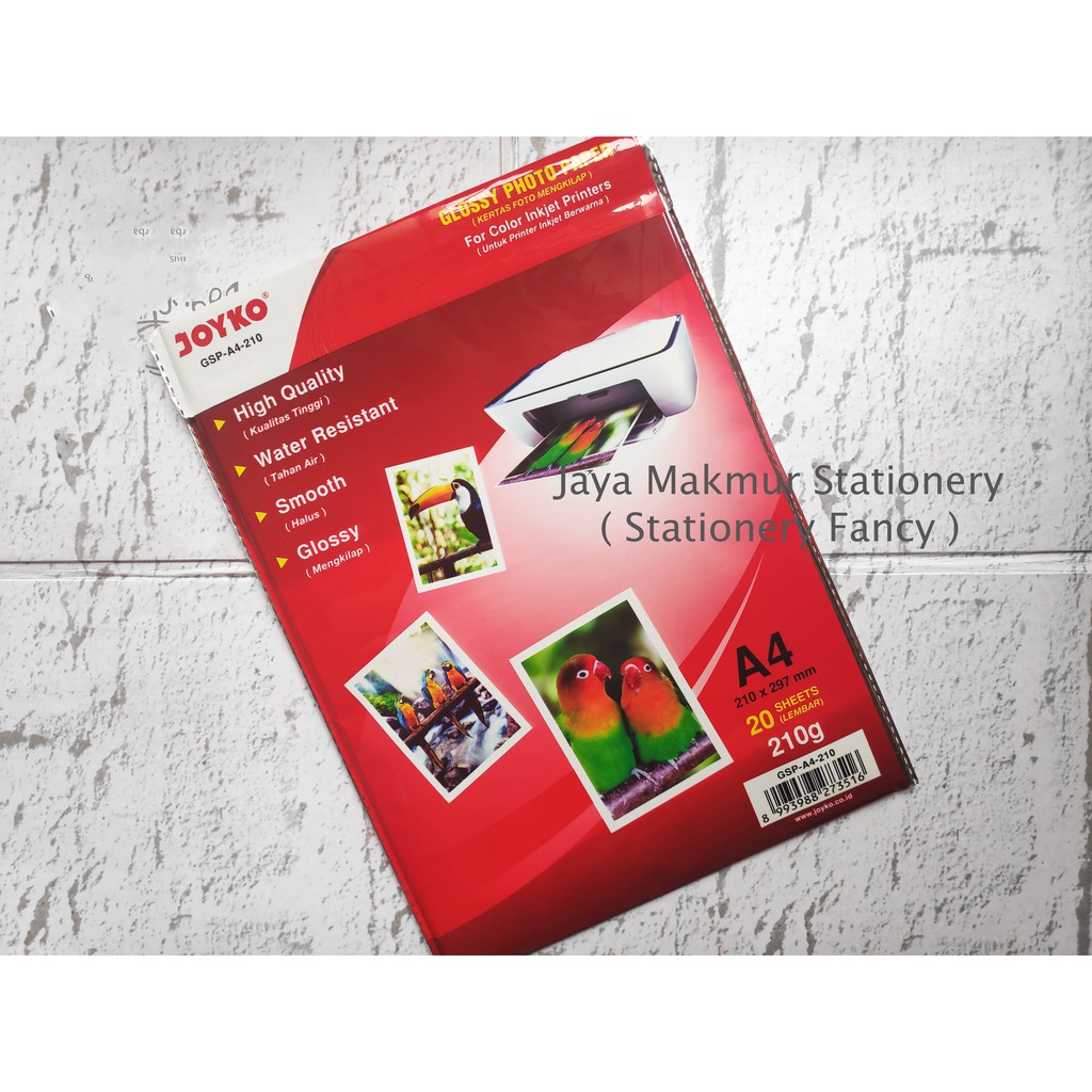 Kertas Foto Mengkilap (Glossy Photo Paper) Joyko GSP-A4-210 20 Lbr