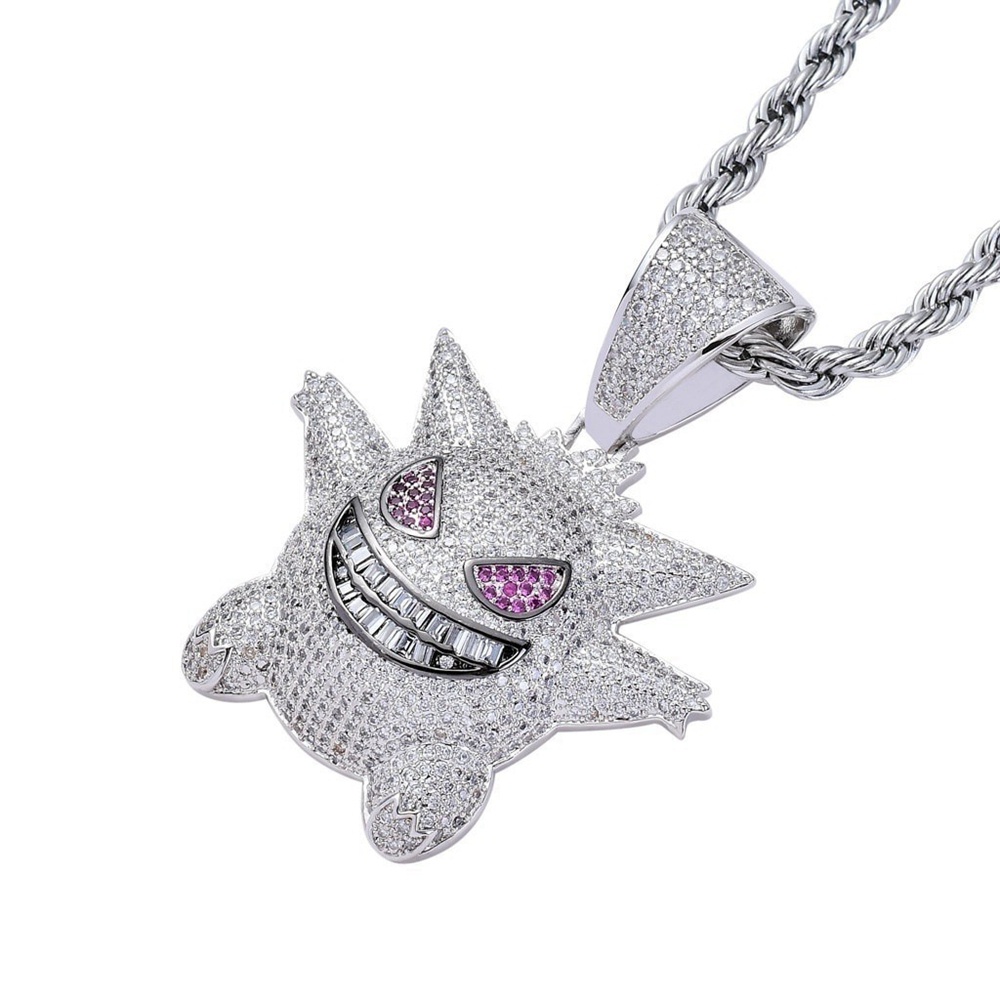Kalung Liontin Kartun Elfin Rock Aksen Berlian Imitasi Gaya Hip Hop Untuk Pria Dan Wanita