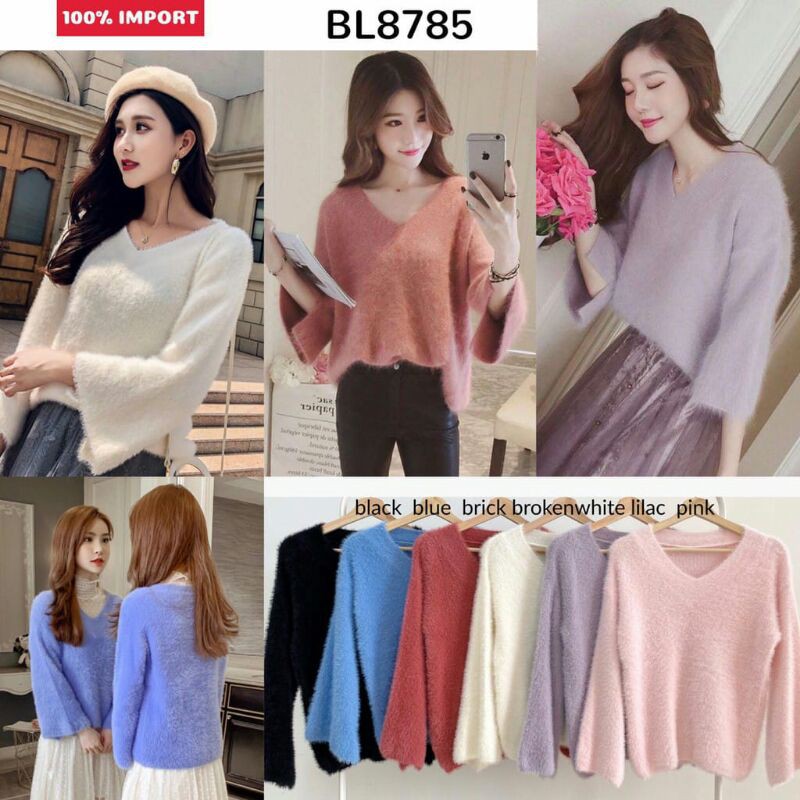 Fluffy Flare Sleeve Fury Knit Sweater