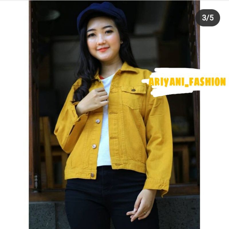 ARN - JAKET JEANS WANITA BIONDY DENIM MURAH KEKINIAN Crop ORIGINAL WASHED