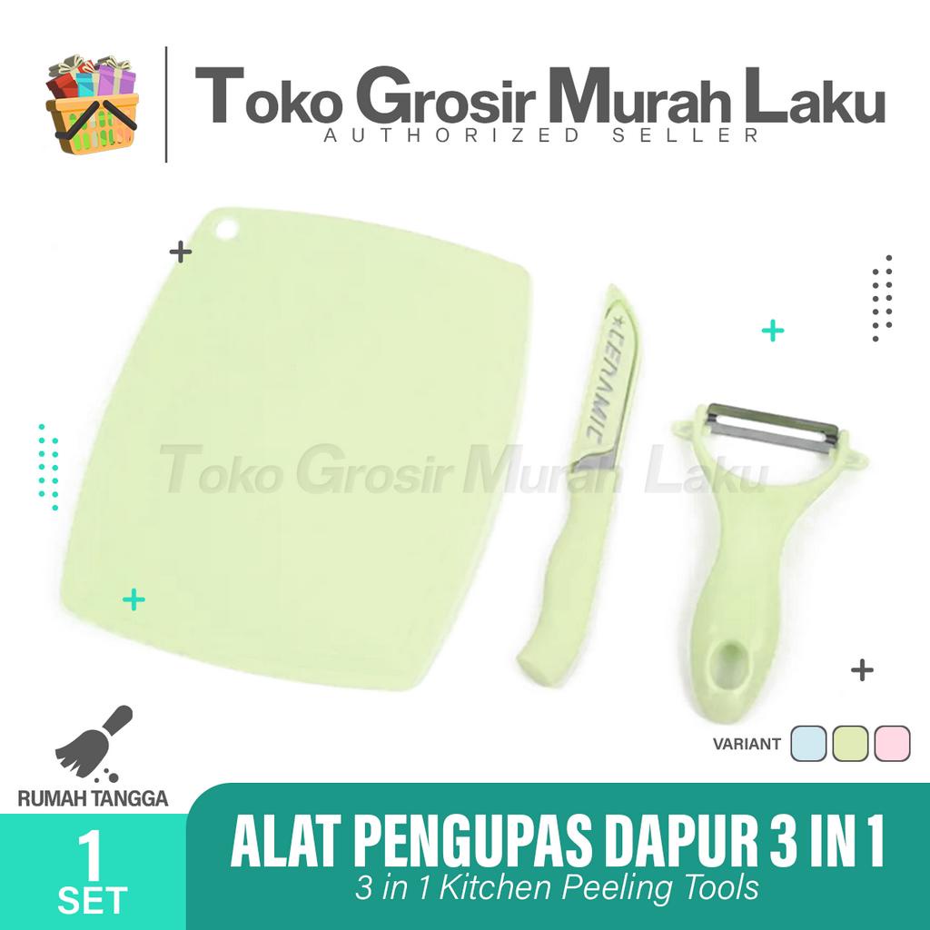 Pisau Set Keramik 3in1 Talenan Peeler Buah Sayur ceramic fruit Knife