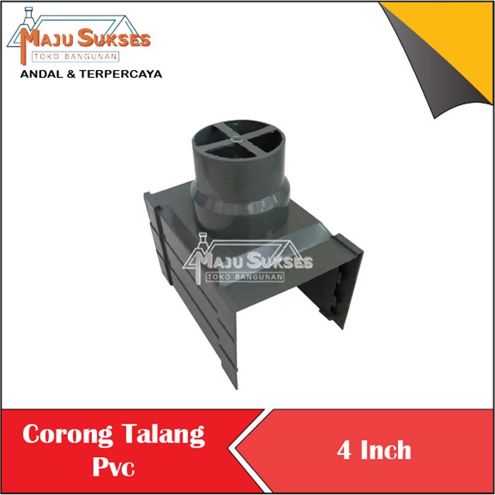 CORONG TALANG 4" KOTAK BELOKAN L TALANG PVC LUBANG PEMBUANGAN AIR KOTAK PERSEGI PIPA PVC PLASTIK