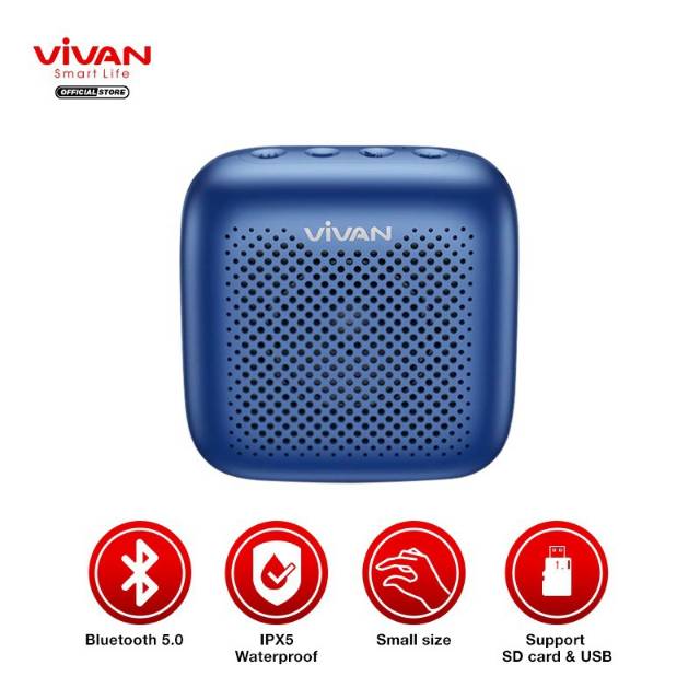 Vivan VS1 Speaker Bluetooth 5.0 Outdoor Waterproof IPX5 Support SD Card &amp; USB