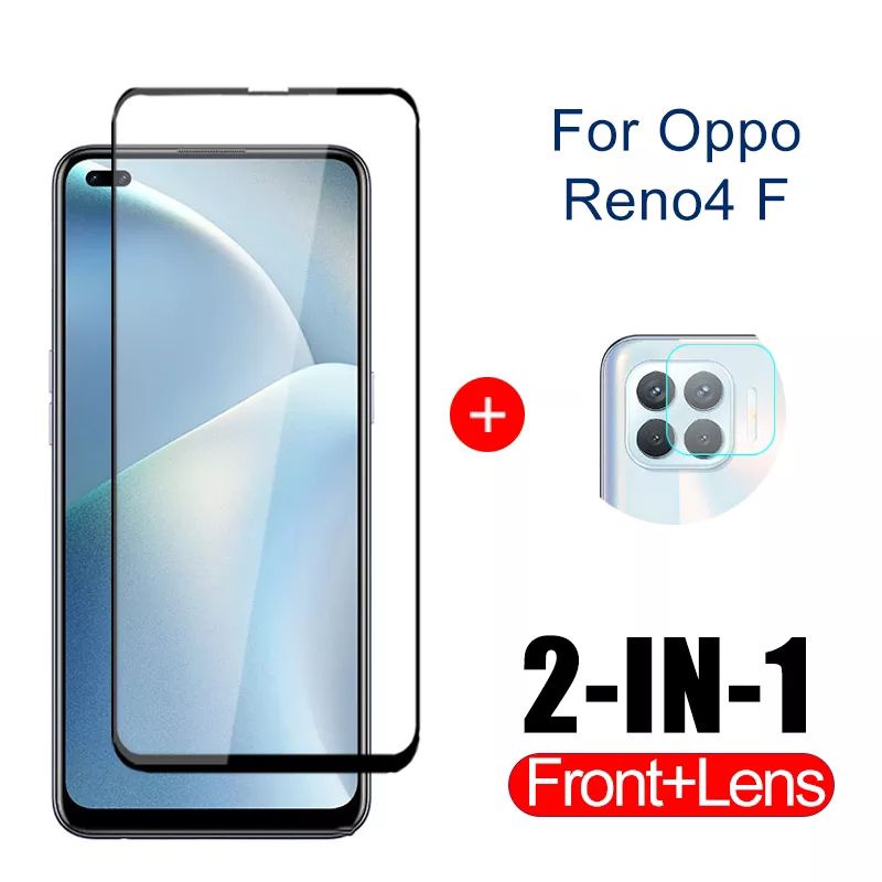 PAKET 3IN1 TEMPERED GLASS KAYAR KAMERA SKIN CARBON OPPO RENO 4F A93 F17 PRO FULL SCREEN PROTECTOR