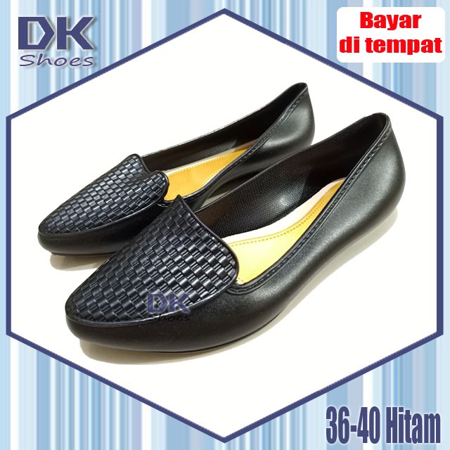 Collin 36-40 Hitam / Sepatu Flat Balet Wanita / Sepatu Kerja Kuliah / Sepatu Jelly Karet