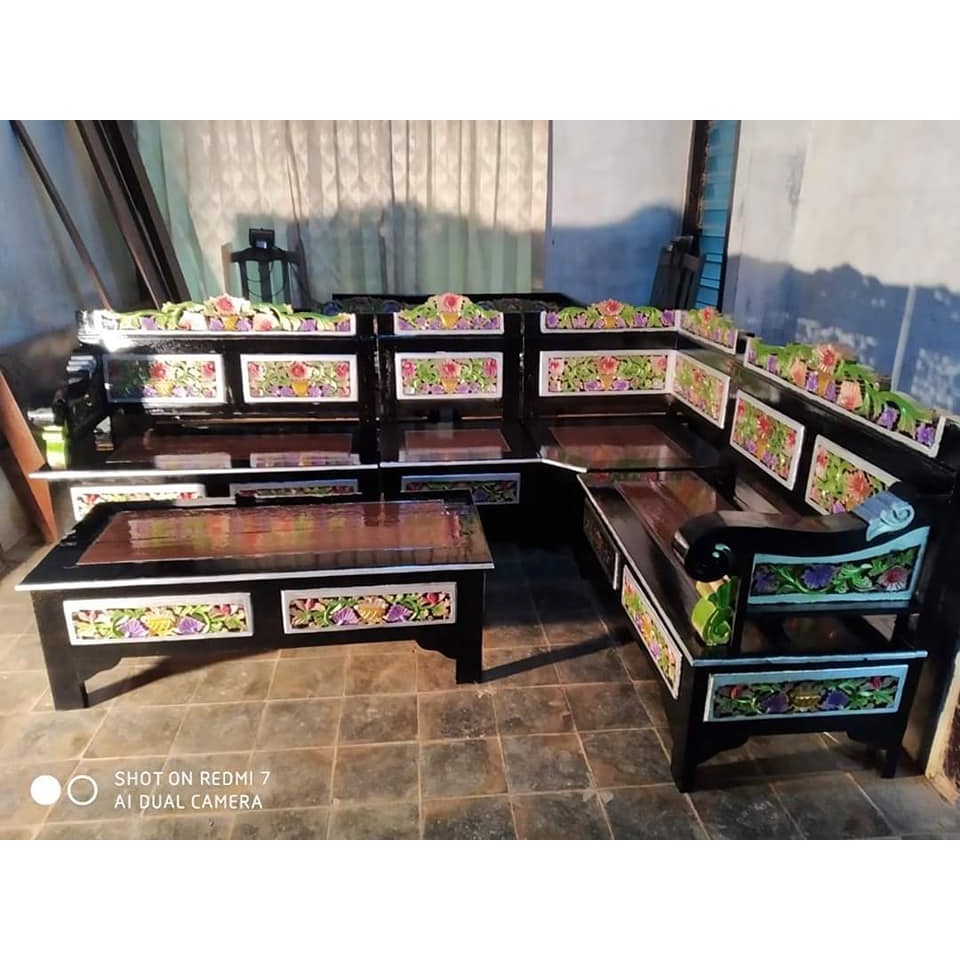 Kursi Tamu Sudut Pojok Kayu Jati Ukir Bagong Rahwana-2