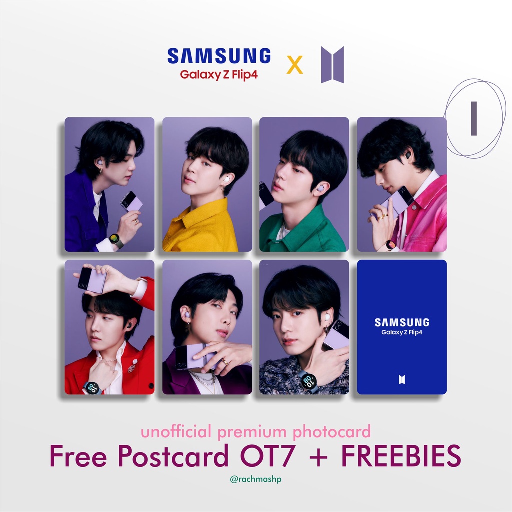 premium PHOTOCARD/PC Samsung Galaxy Z FLIP4 X BTS I free Postcard  - Unofficial