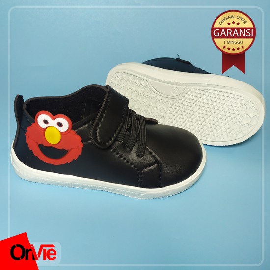 Sepatu Sekoah Anak Tk /SD / SMP/ Motif Elmo Karet 3D | Sepatu Kids Onvie