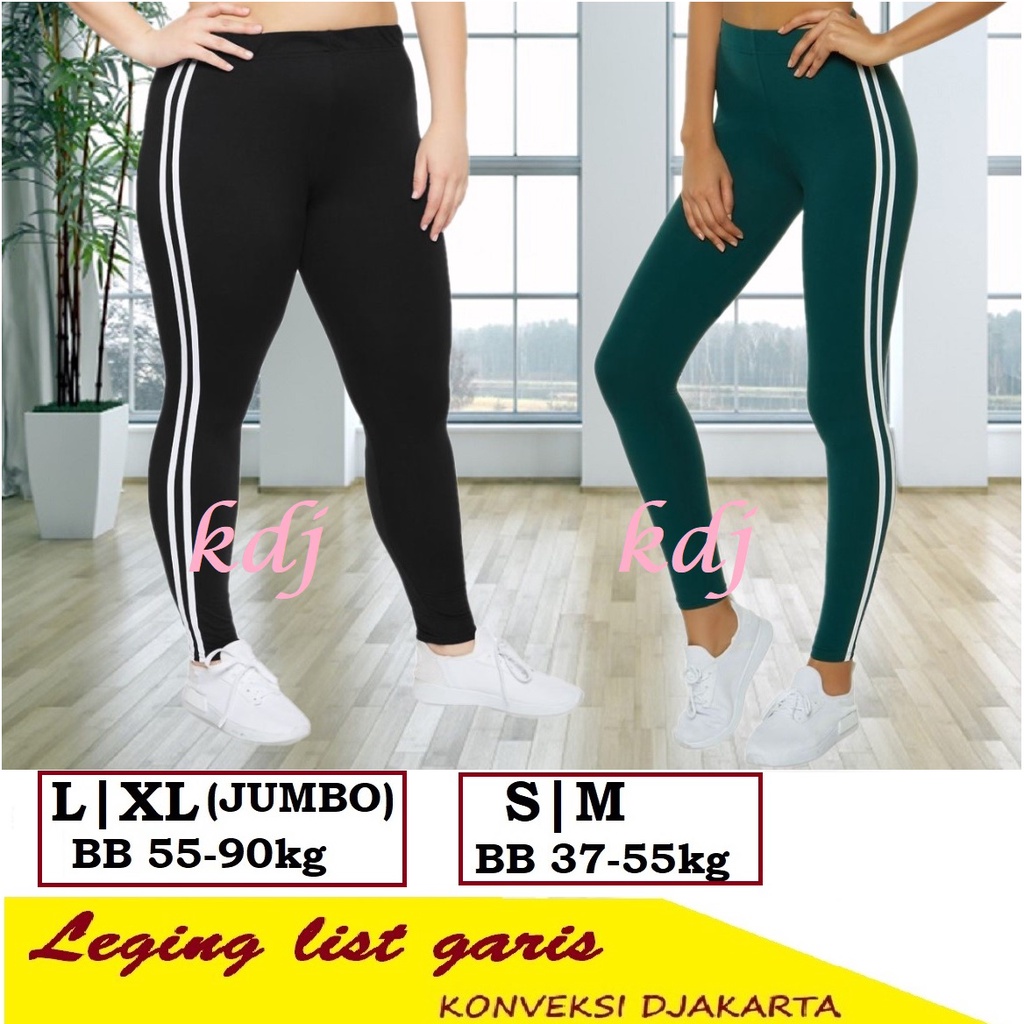 Legging Garis Korea Style Celana Leging KPOP Wanita Kekinian Lejing All size dan Jumbo Olahraga