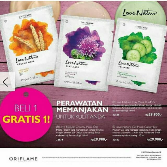 Oriflame love nature gel mask masker wajah