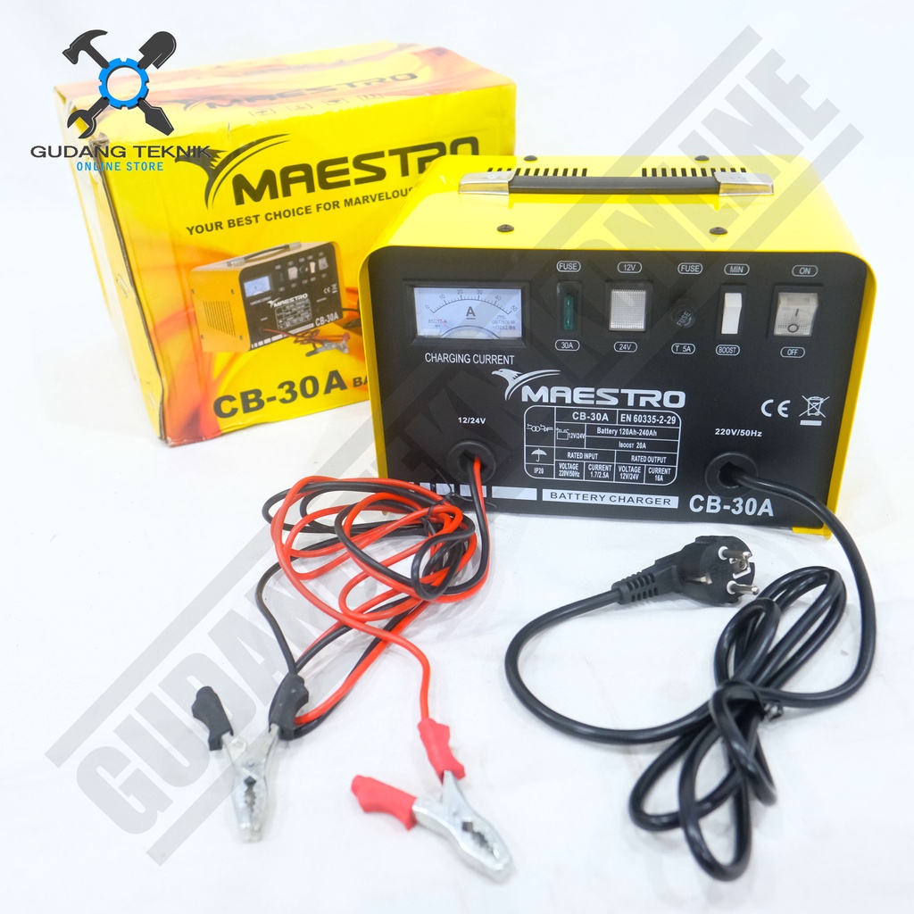 Charger Baterai Aki Motor Mobil 30A MAESTRO CB30A / Ces Strum Accu Battery 30 Ampere CB 30A MAESTRO