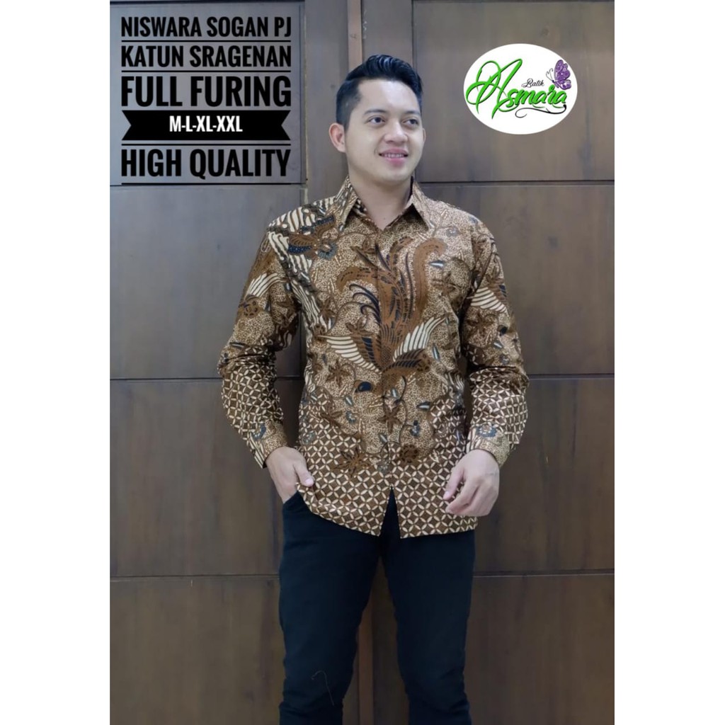 NISWARA SOGAN Kemeja Batik Pria Full Furing Katun Sragenan