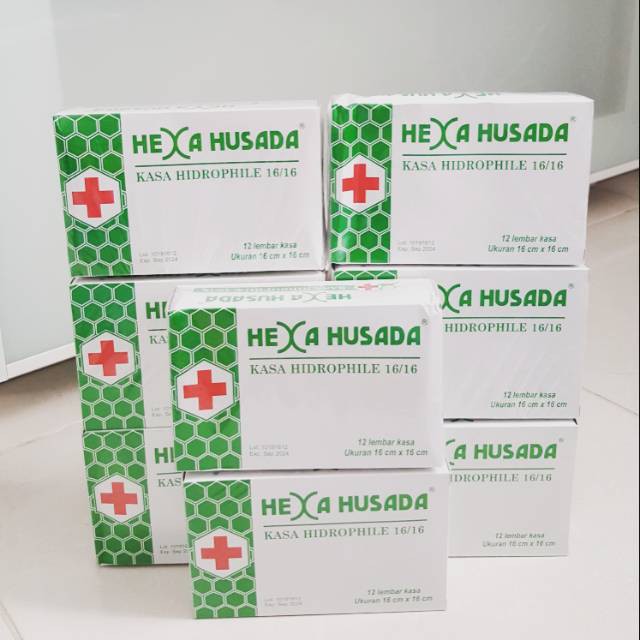 COD - Kasa Steril HEXA HUSADA Kasa Hidrofil 16 x 16 cm Onemed Box isi 12 lbr