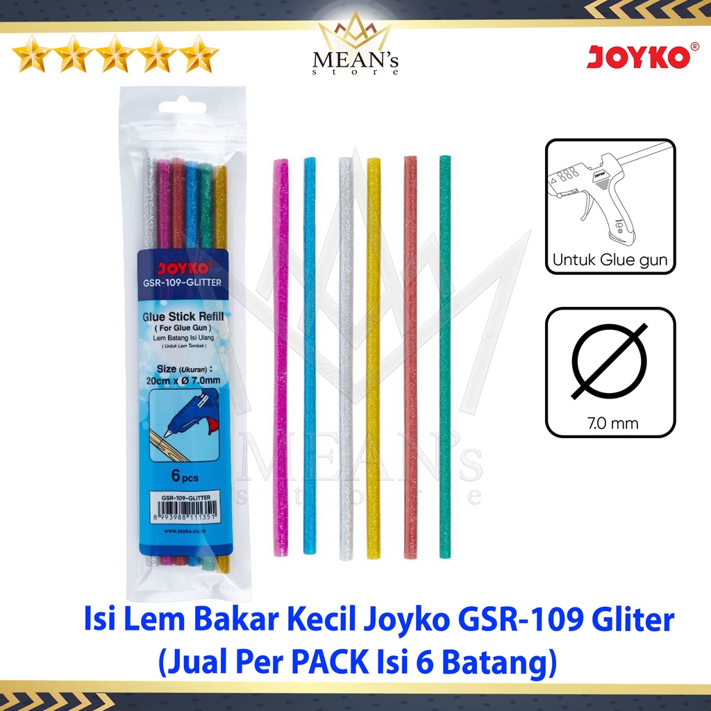 

Lem Bakar Joyko GSR-109 Gliter 6 Warna / Refill Glue Gun Kecil Warna