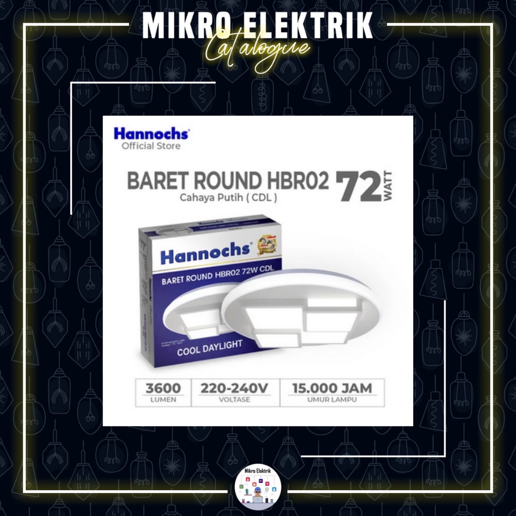 Hannochs LED Baret Round HBR02 72W Cahaya Putih