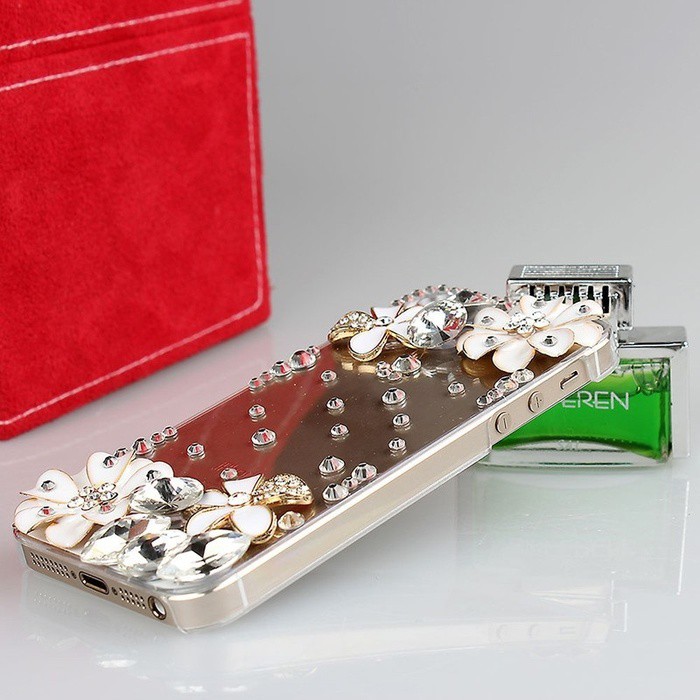 HARD CASE LUXURY RHINESTONE FLOWER ROSE FOR IPHONE 5 5S