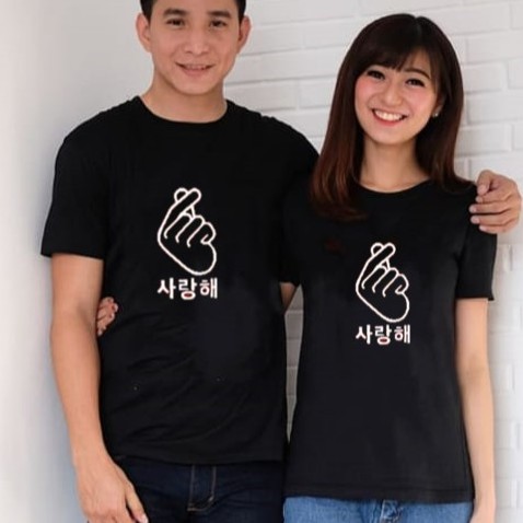 READY TOP PRODUK KAOS COUPLE JUMBO SARANGHAE LOVE M - 5XL / T-SHIRT PASANGAN BIG SIZE