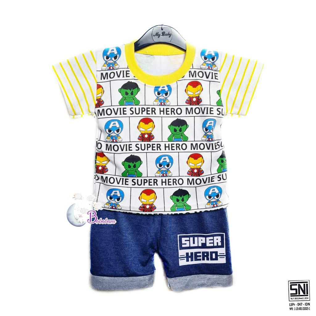 BOBOBAM BAJU BAYI LAKI LAKI SETELAN ANAK COWO LUCU STELAN COWOK 6 12 BULAN KEREN TRENDY KEKINIAN HERO