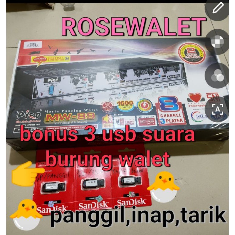 AMPLI PIRO MW 89 3 PLAYER 8 CHANNEL ANTI PETIR +3 SUARA BURUNG WALET PANGGIL,INAP,TARIK