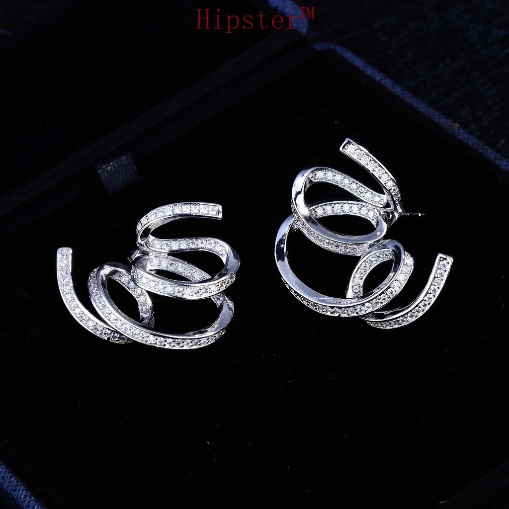 Trendy Same Style Hot Sale Micro Personality Ins Style Full Diamond Winding Ear Studs