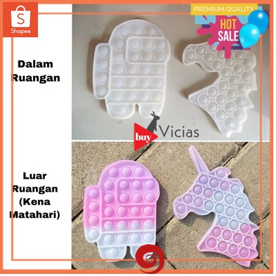 (BISA PILIH MOTIF) Pop it unicorn among us uv light berubah warna / Mainan Pop It Karakter Fidget Push Pop It Among Us Unicorn Ice Cream Pop Its Mainan Anak POP IT PUSH Fidget Toys Rainbow Unicorn Mainan Anak Stress Relieve GoBang Toy-1