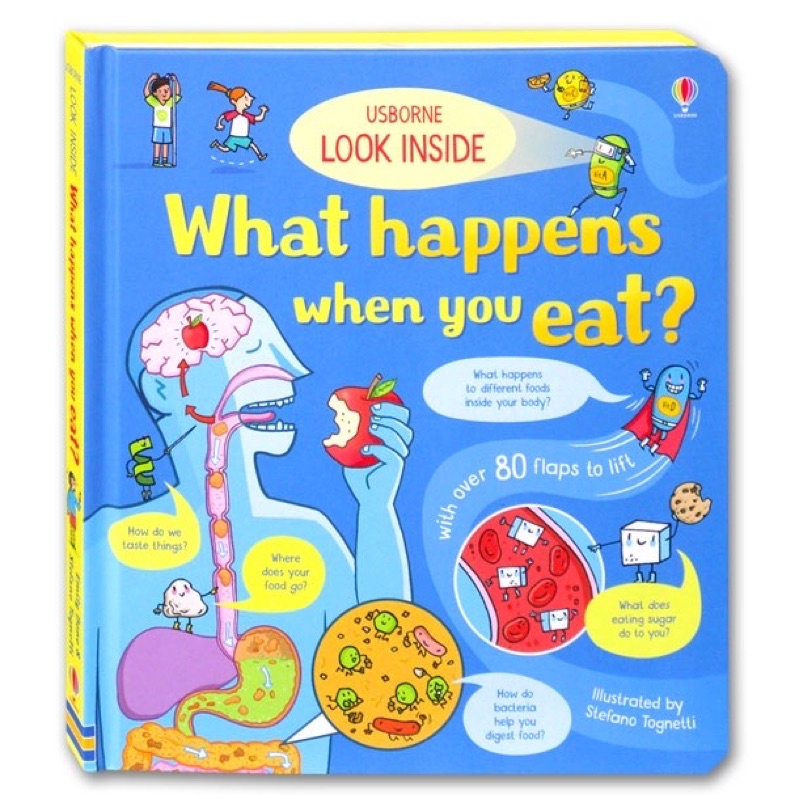 Usborne Look Inside What Happens When You Eat Imported Book Buku Edukasi Impor Anak Hard Cover Pages Kado children education Food Body