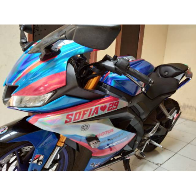 Decal Yamaha R15 V1 V2 V3 Full Chrome Chrom Hologram Pelangi Design bebas