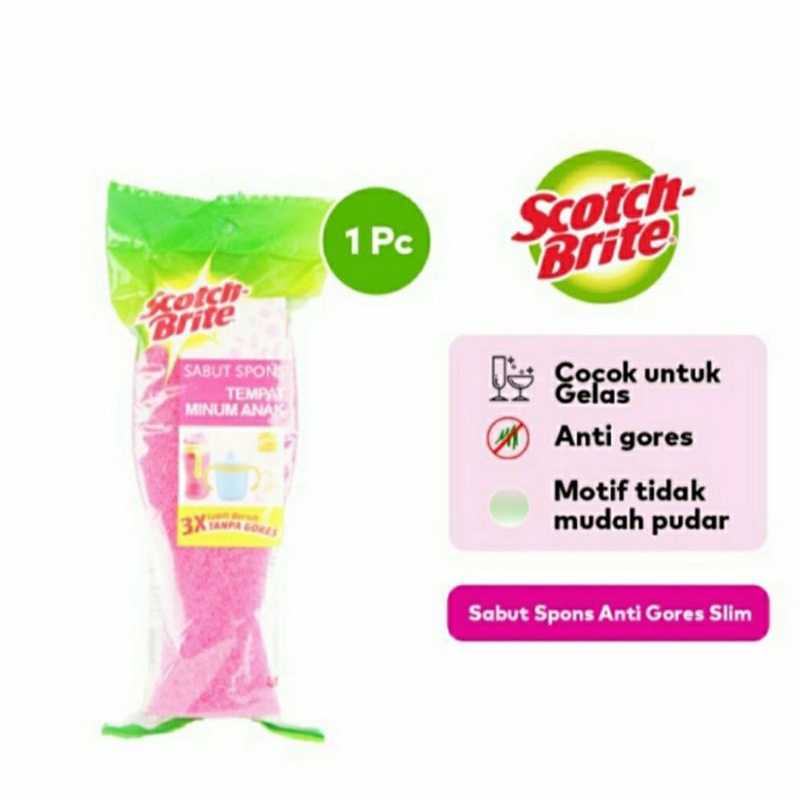 3M Spons Pembersih Botol Susu Wide Neck Anti Gores Scotch Brite / Sikat Botol Susu