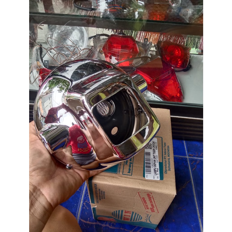 LAMPU DEPAN TIGER OLD 2000 CRUISE BLACK AND CHROME