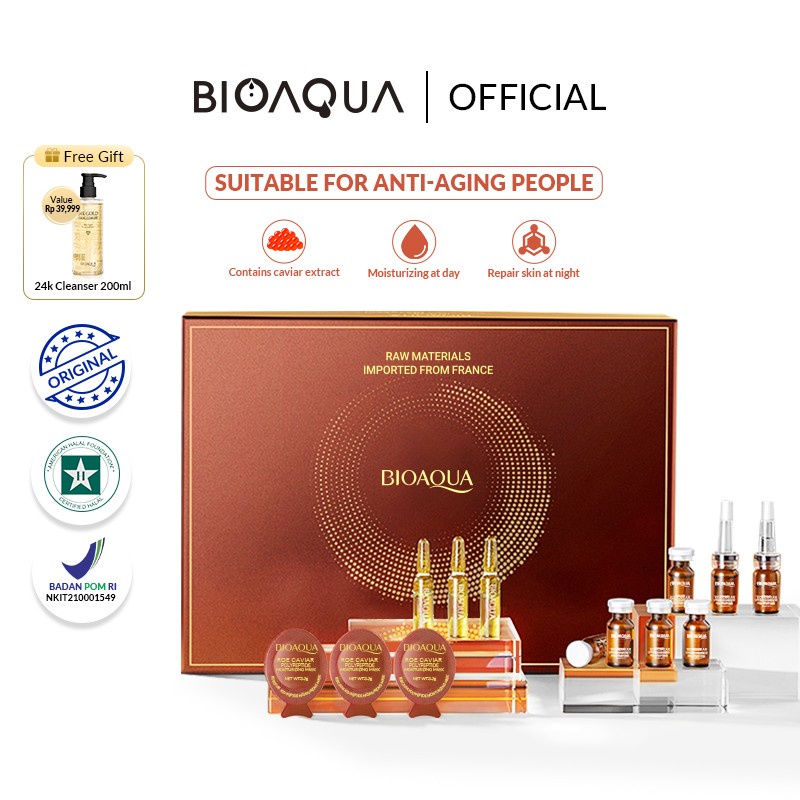 ★ BB ★ BIOAQUA Roe Caviar Polypeptide Moisturizing Essence Set - BIO AQUA【BPOM】