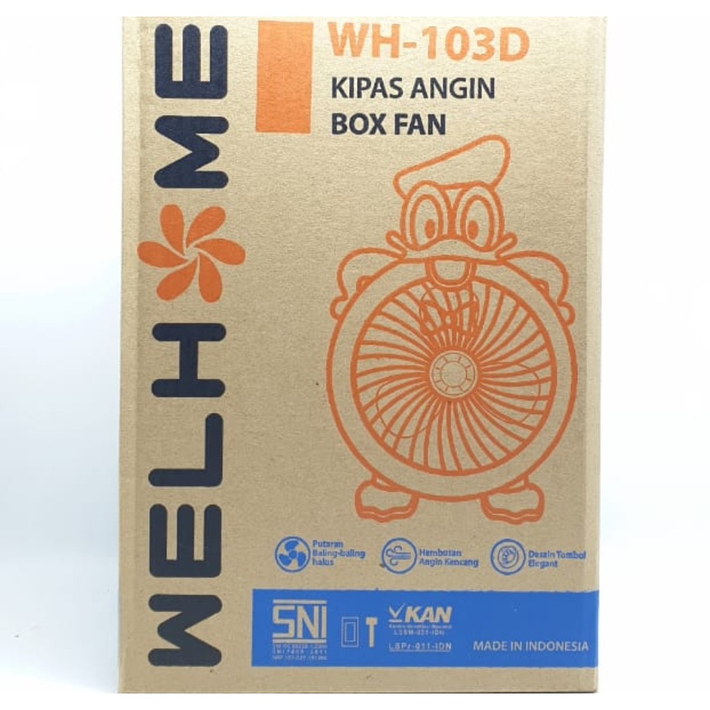 WH-103D Welhome Kipas Angin Bebek 10&quot; / Kipas Angin Listrik Karakter / Box Fan / Desk Fan