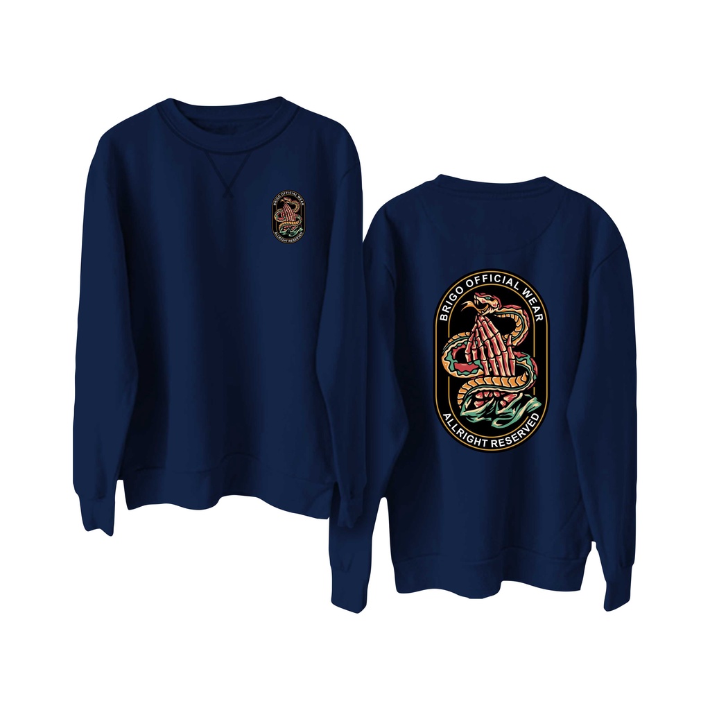 BRIGO Basic Sweatshirt  please snake II Sweater Crewneck BRIGO please snake Sablon DTF Fleece Cotton M-XXL (Pria &amp; Wanita) Free stiker&amp;Gantungan Kunci