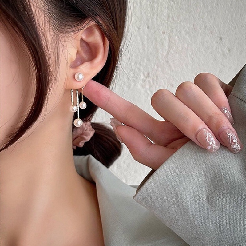 Anting Rumbai Kristal Zircon Mutiara Gaya Elegan Untuk Wanita