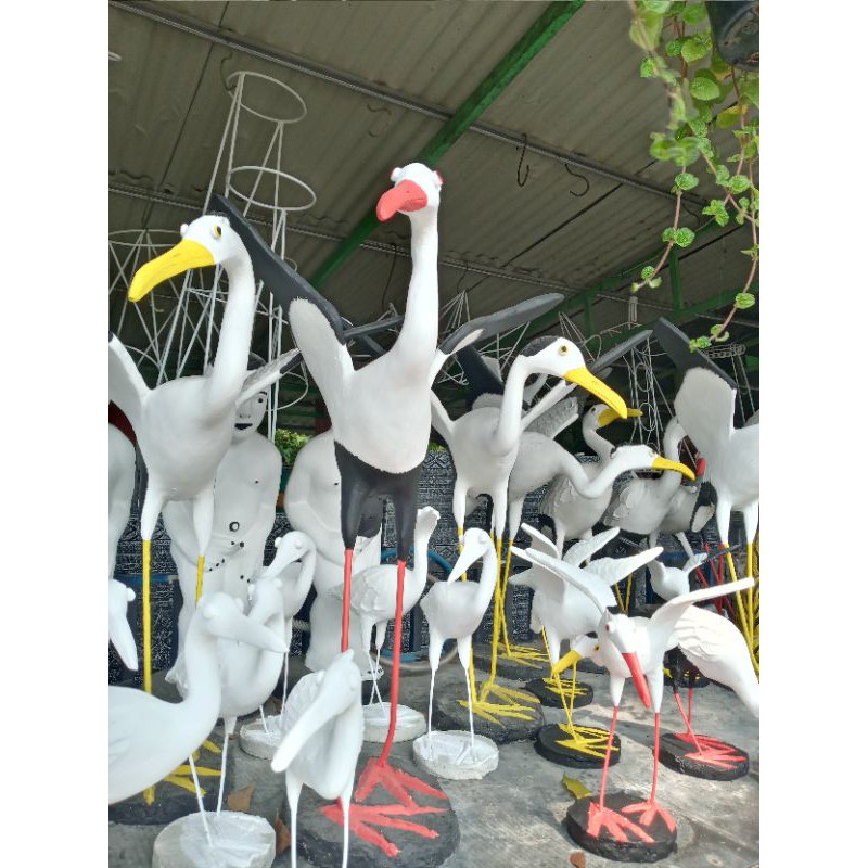 Patung burung bangau .patung ornamen burung bangau