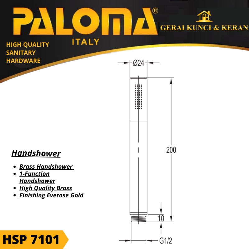 PALOMA HSP 7101 Hand Shower Mandi Handshower Head Kepala Sower Brass