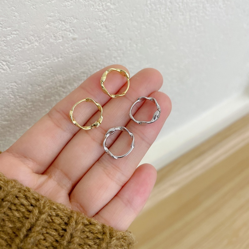 Roselife 1 Pasang Anting Bulat Silver S925 Model Twist Gaya Klasik Untuk Wanita