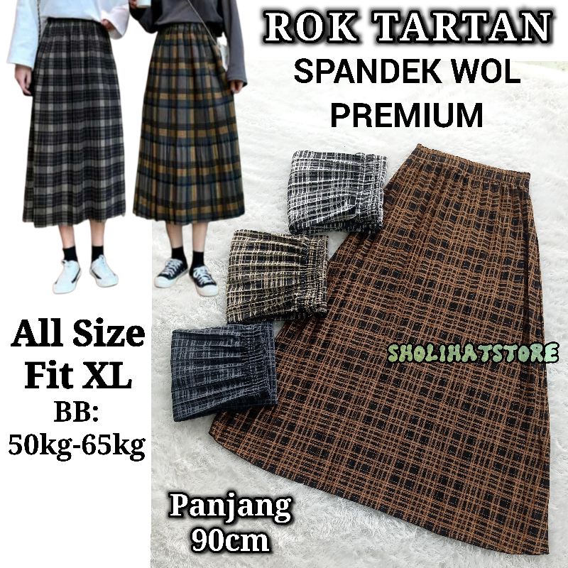 Rok plisket tartan / Rok plisket kotak kotak model korea / Rok plisket tartan terbaru korean style / Rok kotak terbaru bahan spandek wol premium / Rok korea terbaru / Rok plisket korea motif kotak / Rok kotak-kotak model korea terbaru / Sholihatstore