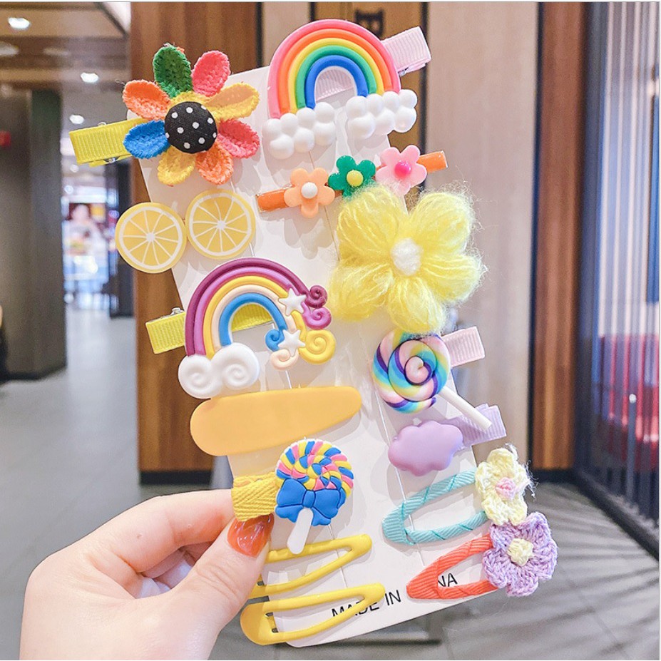 (1 Set 14 pcs) Set jepit rambut anak  motif cantik