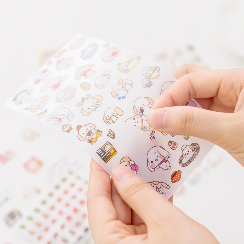 6 Pcs / Pak Stiker Desain Kartun Anjing Gaya Korea Untuk Alat Tulis Scrapbooking Jurnal