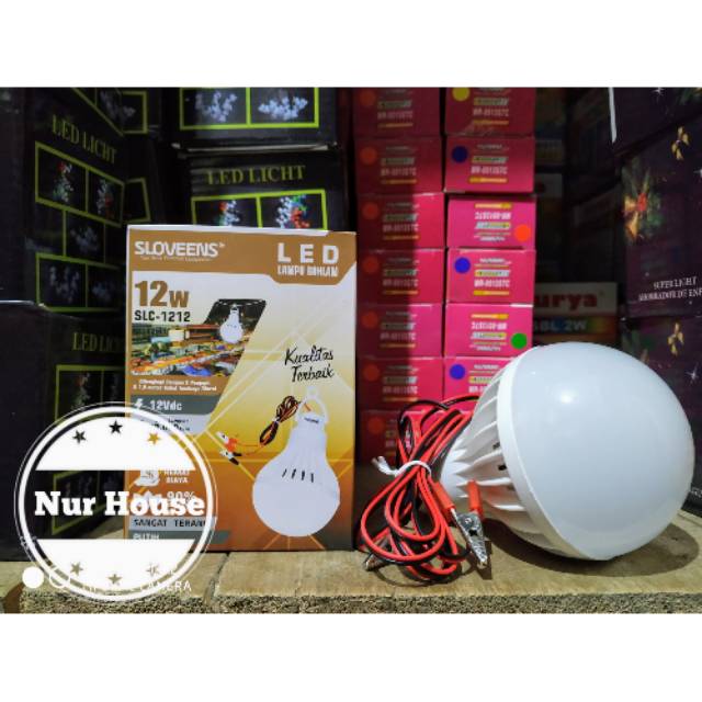 lampu led 12 watt dc aki 12 volt dengan kabel jepit aki