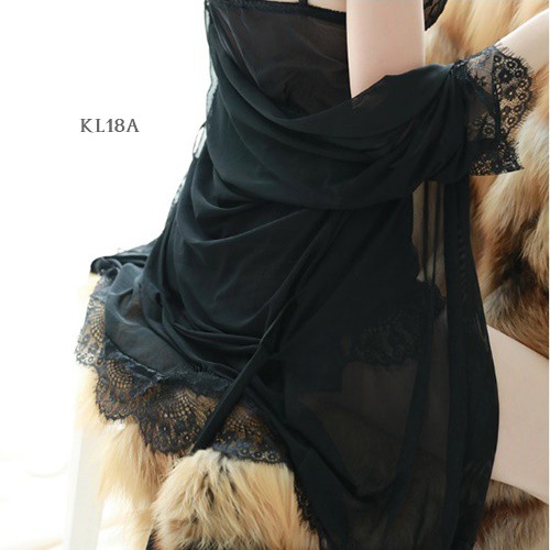 [PALING MURAH] BAJU TIDUR SEXY PIYAMA WANITA KIMONO LINGERIE HITAM KL18A