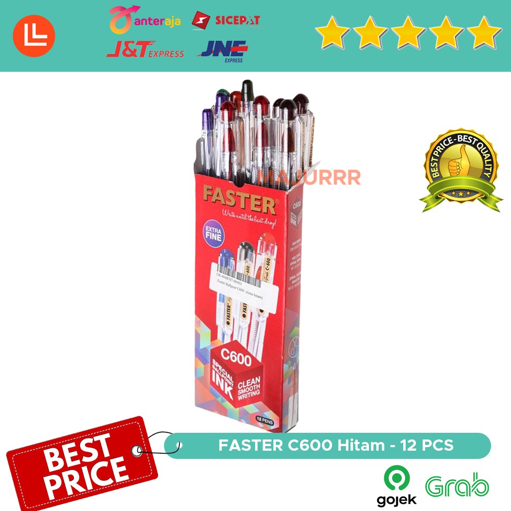 

Pulpen Faster C600 Ballpoint / Pena Pen 0.7mm isi 12 PCS