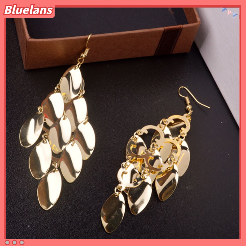 Bluelans Anting Panjang Menjuntai Bentuk Tetesan Air Untuk Wanita