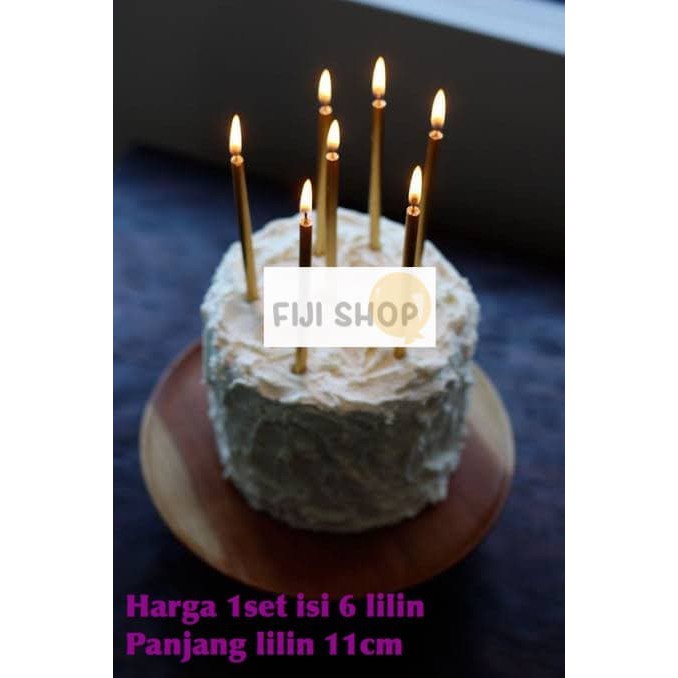 Unik Lilin Ulang Tahun Panjang Gold / Tall Party Cake Candle Gold terbaik